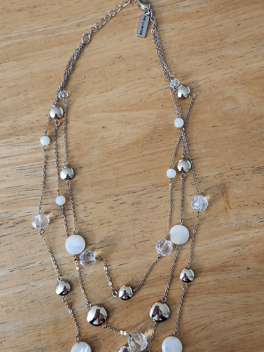 The Limited Multi-Strand Silver and White Bead Necklace - Unbranded